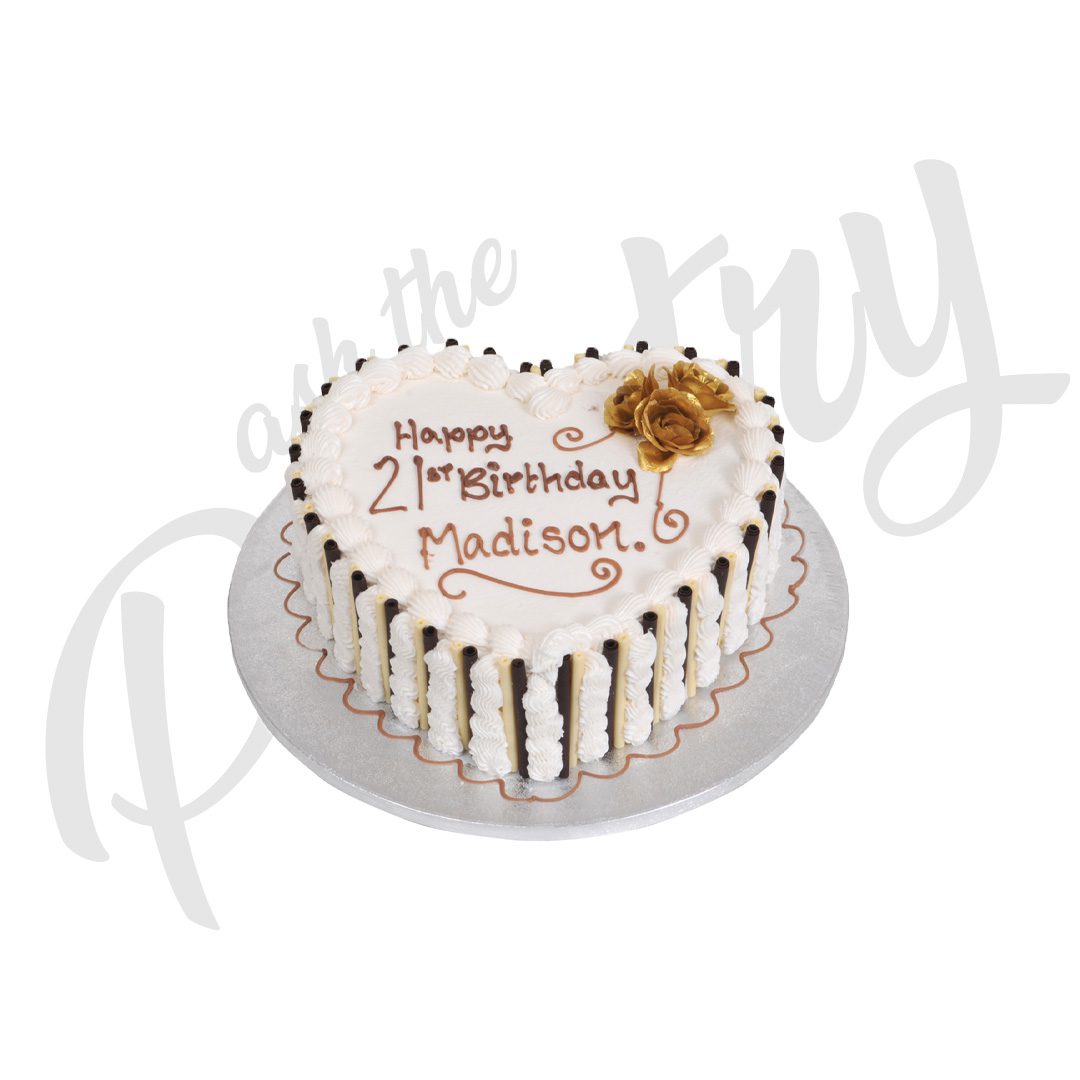 Victoria Sponge Heart Shape Cake with Milk Chocolate Sticks