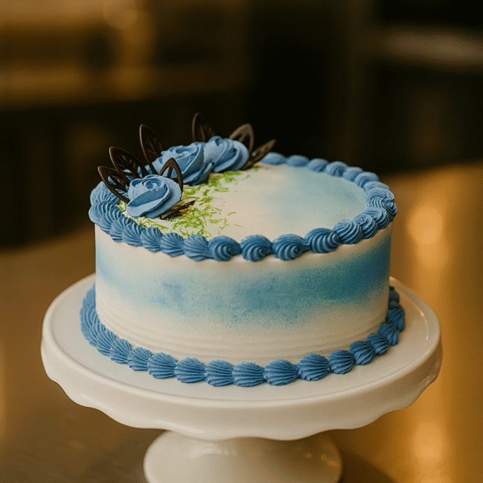 Blue Swirl Butter Cream Cake - Image 1