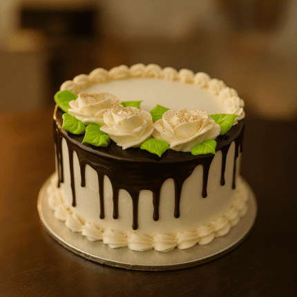 Chocolate Drip Rose Butter Cream Cake