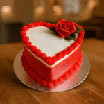 Red Colour Heart Shape Cake