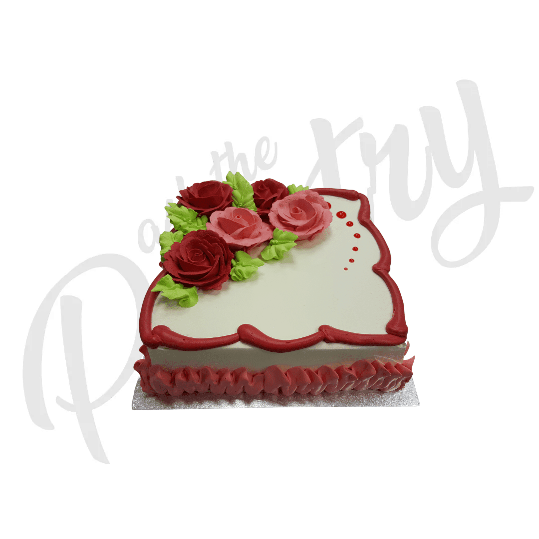Pink & red Rose Square Butter Cream Cake