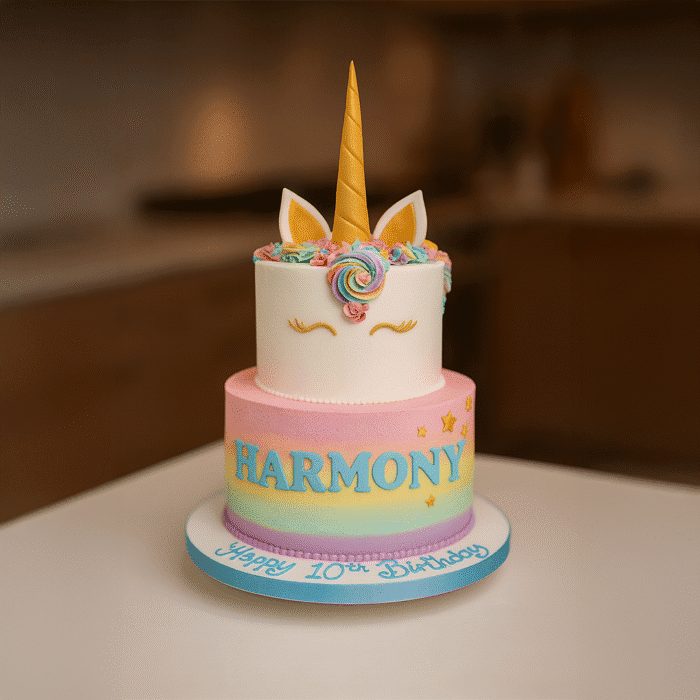 Unicorn Birthday Cake (2 tier) - Image 1