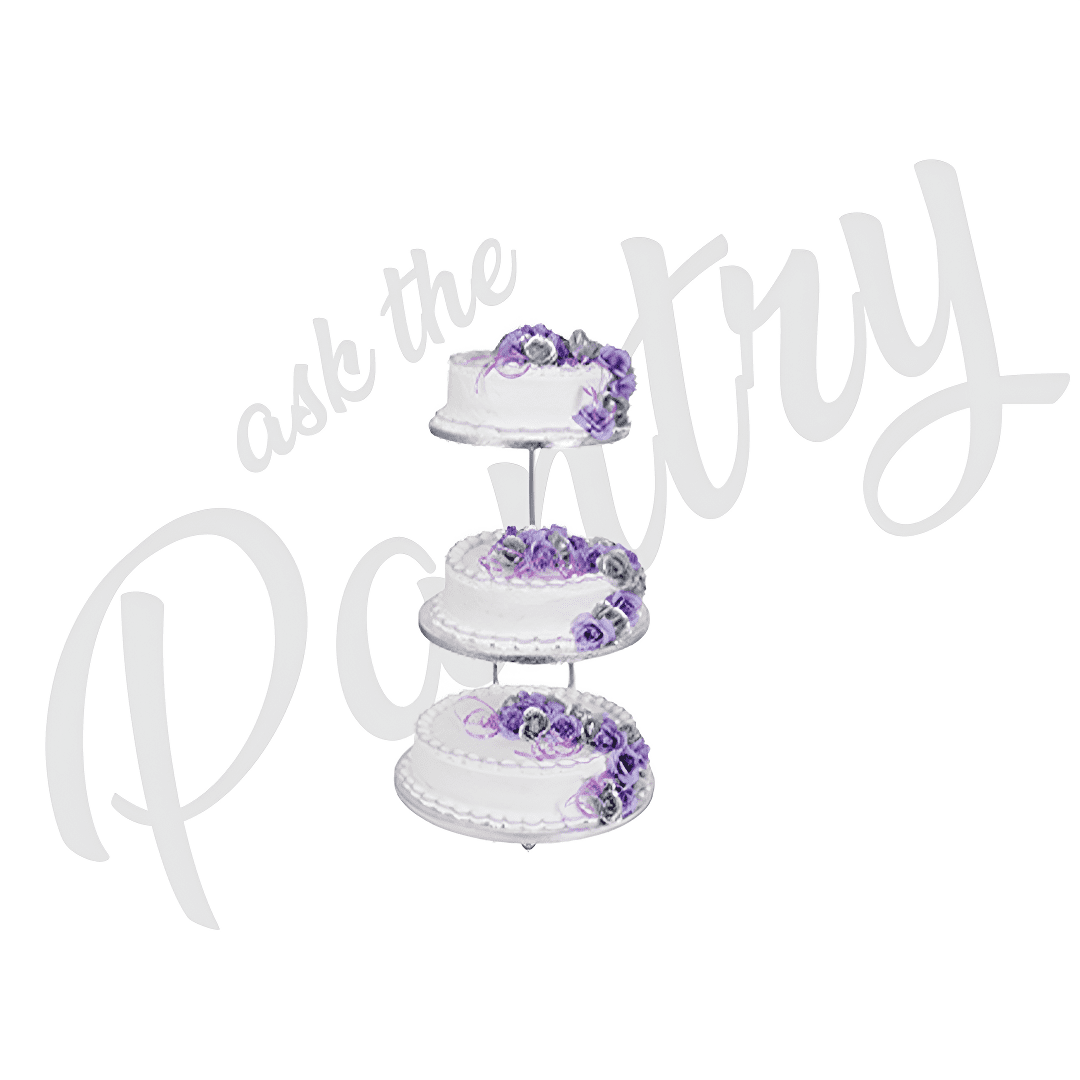 Silver & Purple Flower Wedding Cake (3 tier)