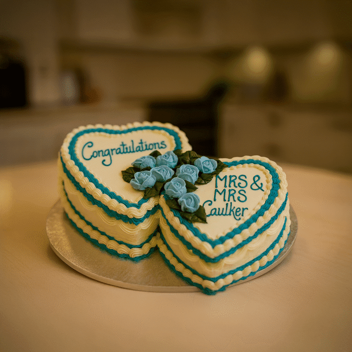 Double Heart Shape Cake Blue Colour - Image 1