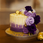 Gold Pearls With Colourful Flowers