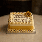 Gold Rose Square  Birthday Cake