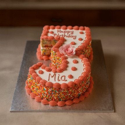 Number Cake With Rainbow Sprinkle