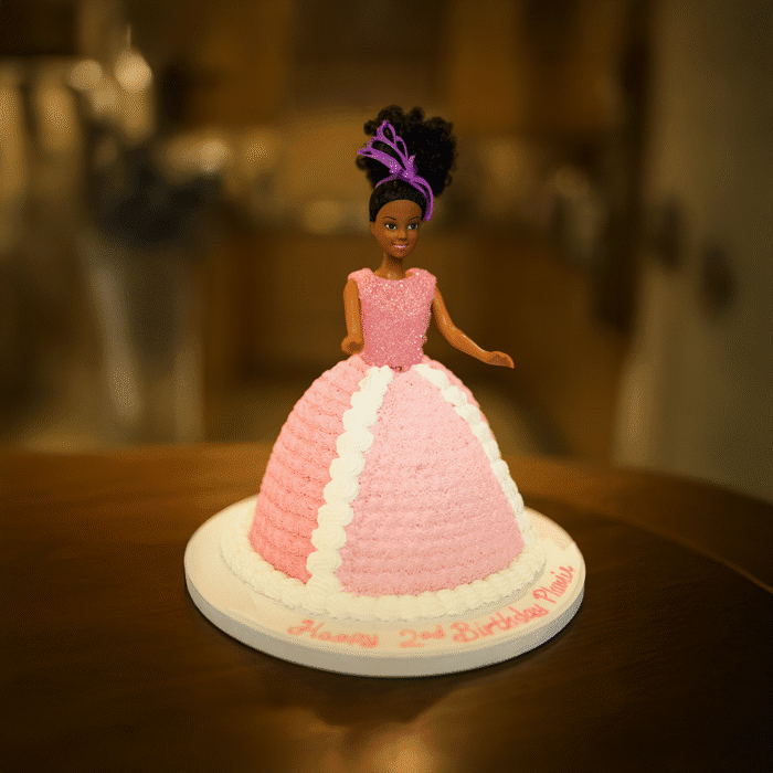 Pink & White Barbie Doll Birthday Cake - Image 1