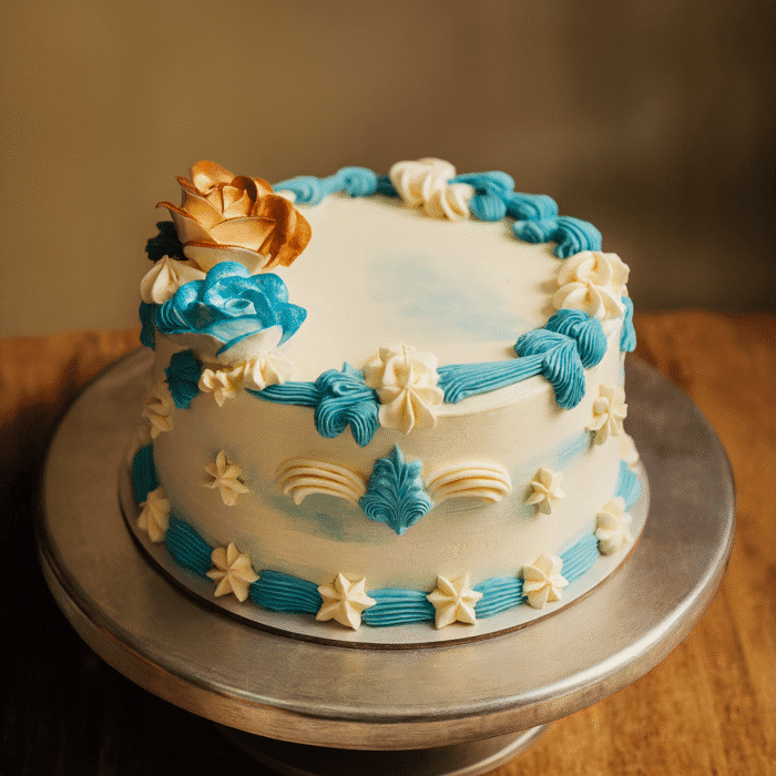 Vanilla Blue Round Cake - Image 1
