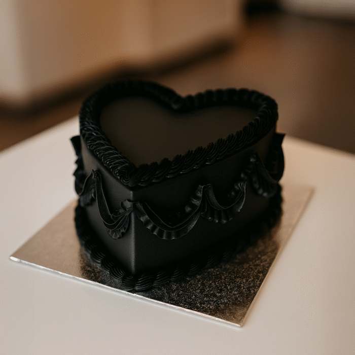 Vintage Black Heart Cake - Image 1