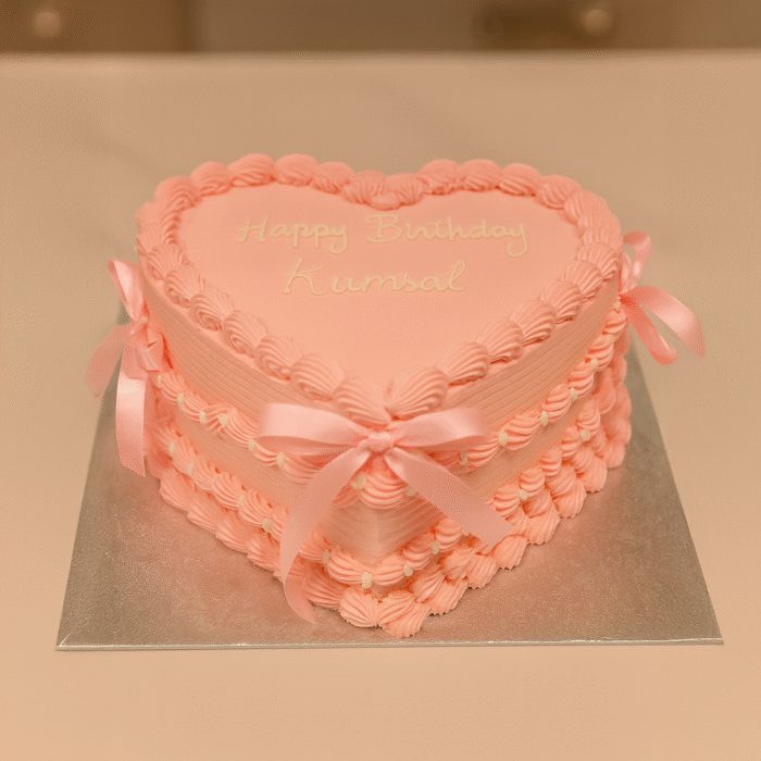 Vintage Pink Heart Cake - Image 1