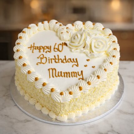 Heart Cake With White Flowers